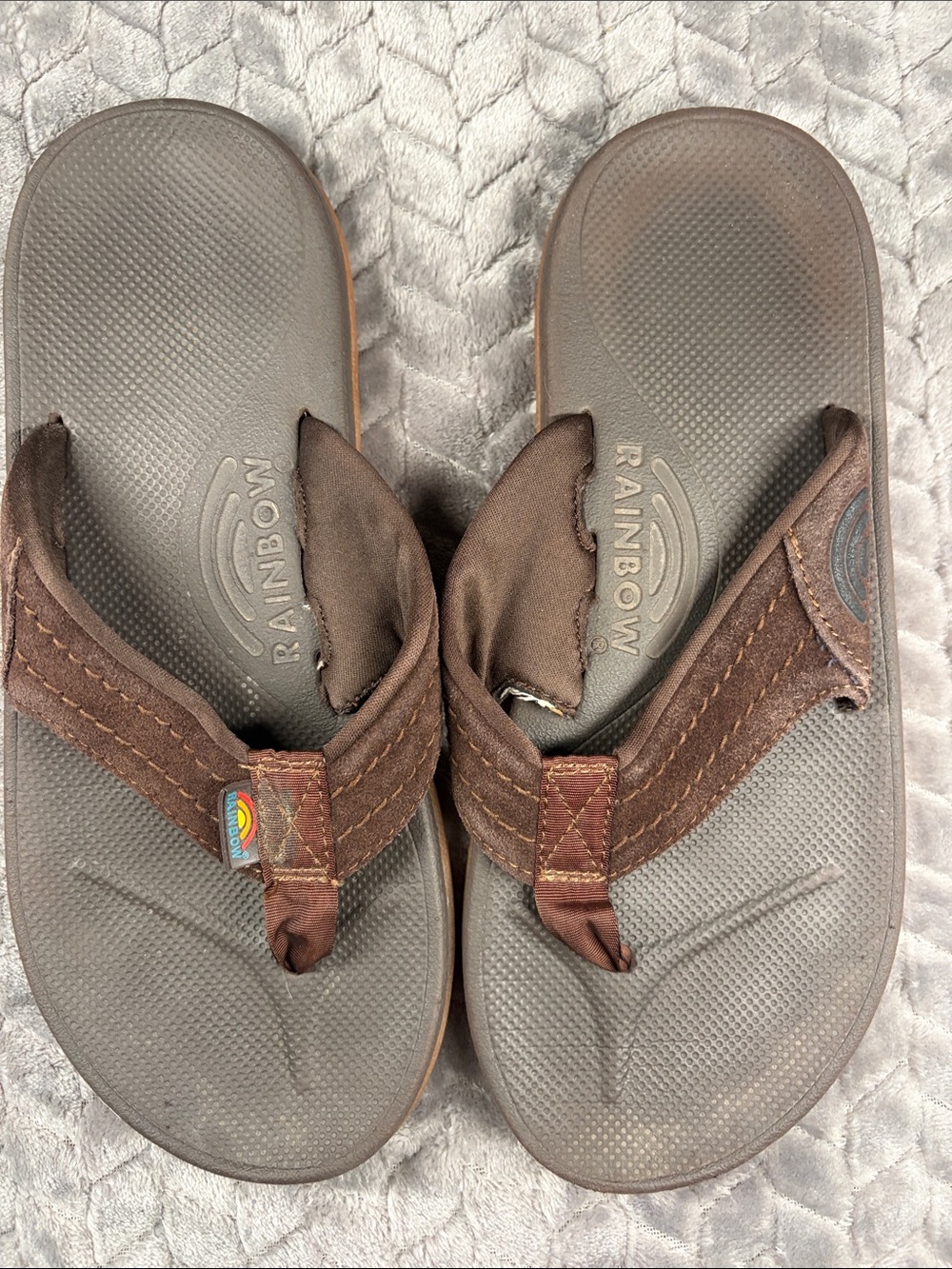 Rainbow Mens Brown Strap Flip Flops size 8